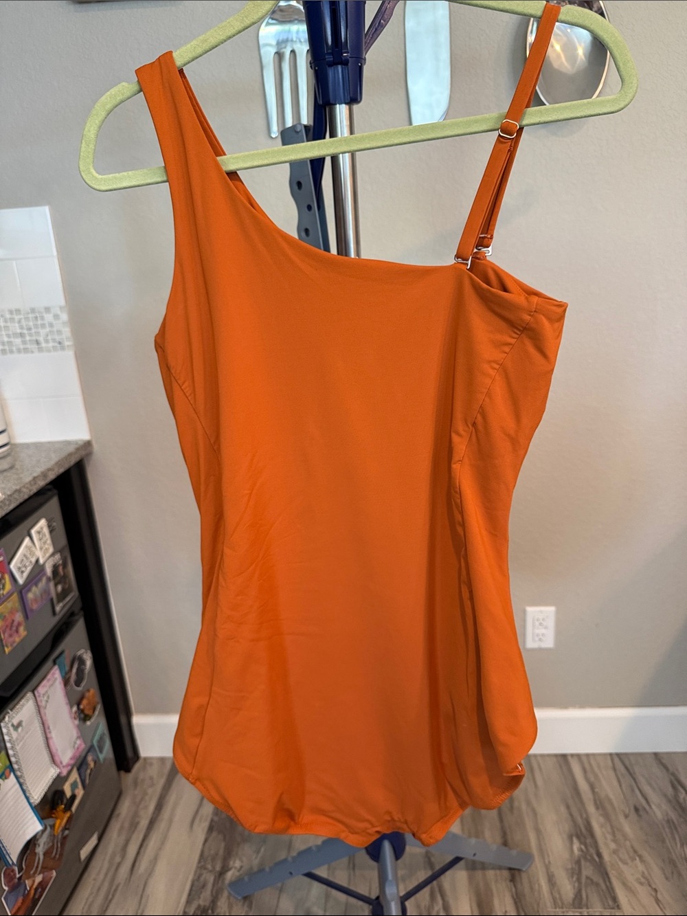 CALIA by Carrie Underwood Rust Orange One-Shoulder swimsuit. S 14 - Picture 3 of 5